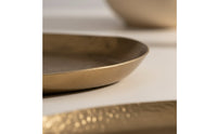 Hammered Metal Tray Irregular Oval Decorative Tray Sculptural Platter for Tabletop Styling, Coffee Table, Entryway Console