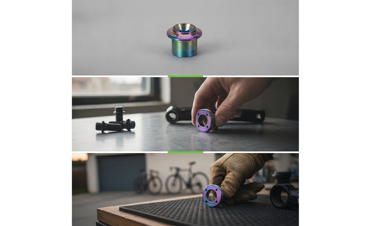 2 Pieces Titanium Alloy Crank Cover Screw Burrburr-Absent Crankset Cap with Bolt Machined Crankshaft Cover Screw Compact for Cyclists, Two-Wheeler Maintenance