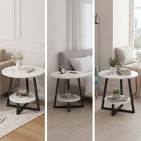 Round Side Table Contemporary Circular End Table Compact for Living Room, Reading Corner, Apartments