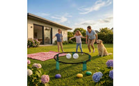 Green Support Legs Circular Net Game Mesh Roundnet Game Set White Balls Outdoor Sport Hand Pump