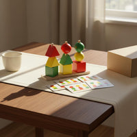 Wooden Geometric Shape Sorter Early Education Geometric Block Sorting Game Color Matching Assembling Toy for Young Children