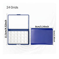 Refillable 24-Grid Paint Palette Portable Empty Watercolor Box Compact Watercolor Pan Case Snap Lid for Artists, Studio, Classroom