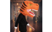 Tyrannosaurus Rex Head Headpiece See-Through Window Inflatable Dinosaur Head Cover Funny Party Supply for Kids, Adults, Halloween, Parties