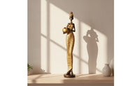 African Woman Figurine Cultural African Woman Statue Slender Figurine with Bowl for Living Room