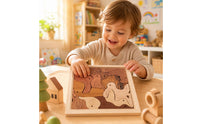 Wooden Puzzle Assembly Matching Grid Smooth Edges Wooden Matching Toy for Preschoolers, Children, Home Education, Classroom