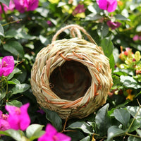 Garden Decor Bird House for Outdoor Decor, Handmade Spherical Nesting Box for Small Bird, Natural Birds Nest with Round Opening, Nest Box