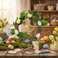Easter Egg String Illumination 8 Flashing Modes LED Egg Wreath Remote Control LED Easter Lights for Families, Crafters, Wall Decor, Table Centerpiece