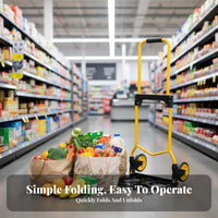 Foldable Portable Shopping Trolley Space Saving Folding Hand Cart Heavy Duty Lightweight Moving Cart Adjustable Handle for Shoppers, Homeowners, Travelers, Home Use, Travel, Airport, Warehouse