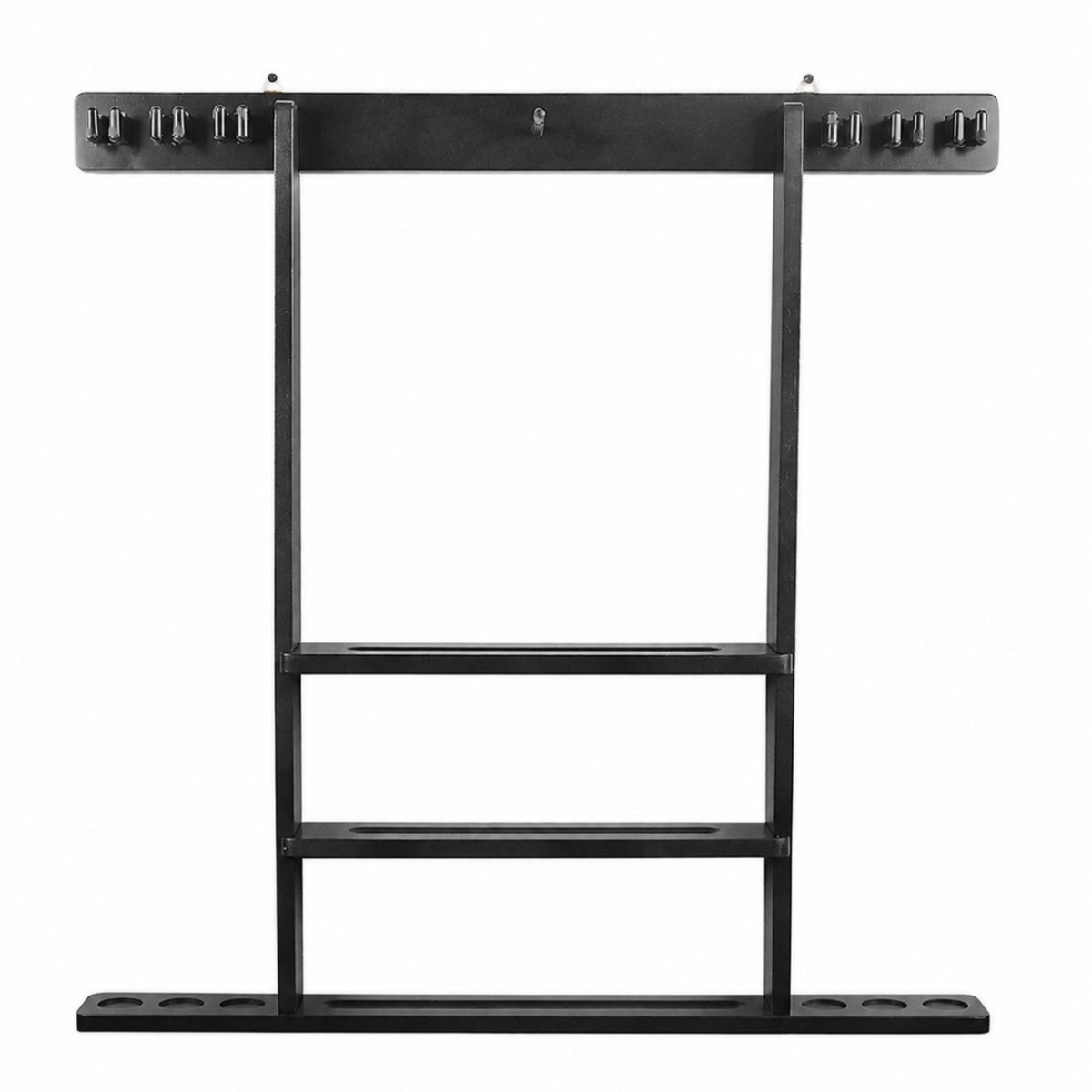Space Saving Pool Cue and Ball Rack Game Room Storage Dark Finish Vertically Mounted