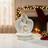 Church Arch Nativity Cream-White Holiday Decor Gold Accents