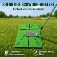 Golf mat with swing path display, non-slip rubber base, golf practice mat for garden & home, golf simulator mat for technique practice