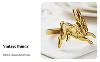 12 Pieces Hare Napkin Holder Retro Design Gilded Hare Napkin Holder Vintage Look Animal Shaped Serviette Holders for Dinner Parties, Holiday Meals