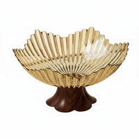 Faux Wood Base Fruit Stand Light Luxury Style Pedestal Fruit Bowl Decorative Centerpiece Home Decoration for Office