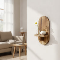 Oval Wall Display Shelf Decorative Wooden Wall Shelf Solid Wood for Living Room, Bedroom, Entryway