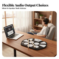 Portable Roll-up Drum Set Headphone Compatible Roll-up Electronic Drum Mat Lightweight Percussion Toy Multiple Sound Options for Beginners, Kids, Families, Home Practice, Travel, Music Learning, Outdoor Activities