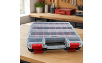 Customizable Double-Sided Organizer Box Portable Organizer Box with Removable Dividers Compartmented Handheld for DIYers, Hobbyists, Technicians, Workshop, Garage, Home Repairs