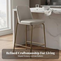 Minimalist Design Upholstered High-Back Seat Ergonomic Design Bar Chair Built-in Footrest Counter Stool Anti-Scratch Foot Pads for Adults, Homeowners, Renters, Kitchen Island, Dining Room, Breakfast Nook, Restaurant