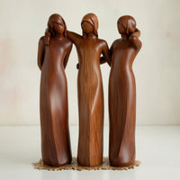 Wood-Look Three Sisters Figurine Stylized Resin Figurine Smooth Resin Statue Artisanal for Friends, Collectors, Shelf, Office
