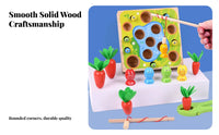Made from Wood Fishing Carrot Harvest Game Develops Fine Movement Skills Fishing Game Interactive Play 3 in 1 Wooden Activity Toy Hand-Eye Coordination for Toddlers, Preschoolers, Daycare, Playroom