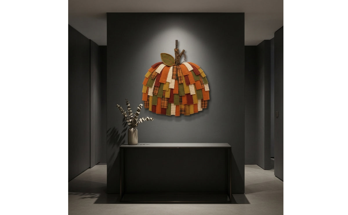Patchwork Pumpkin Door Hanger | Autumnal, Pumpkin Door Hanging, for Entryway