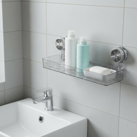 Suction Cup Wall-Mounted Bathroom Storage Shelf for Toilet and Washbasin