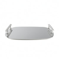 Mirror-Polished Serving Tray with Handles Decorative Stainless Steel Serving Tray Silver Platter Modern for Vanity