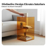 Movable Colored Acrylic Cube Table Small-Space Friendly Clear Occasional Table Multi-Functional Nightstand Modern Design for Apartment Dwellers, Homeowners, Interior Decorators, Living Room, Bedroom, Entryway, Office