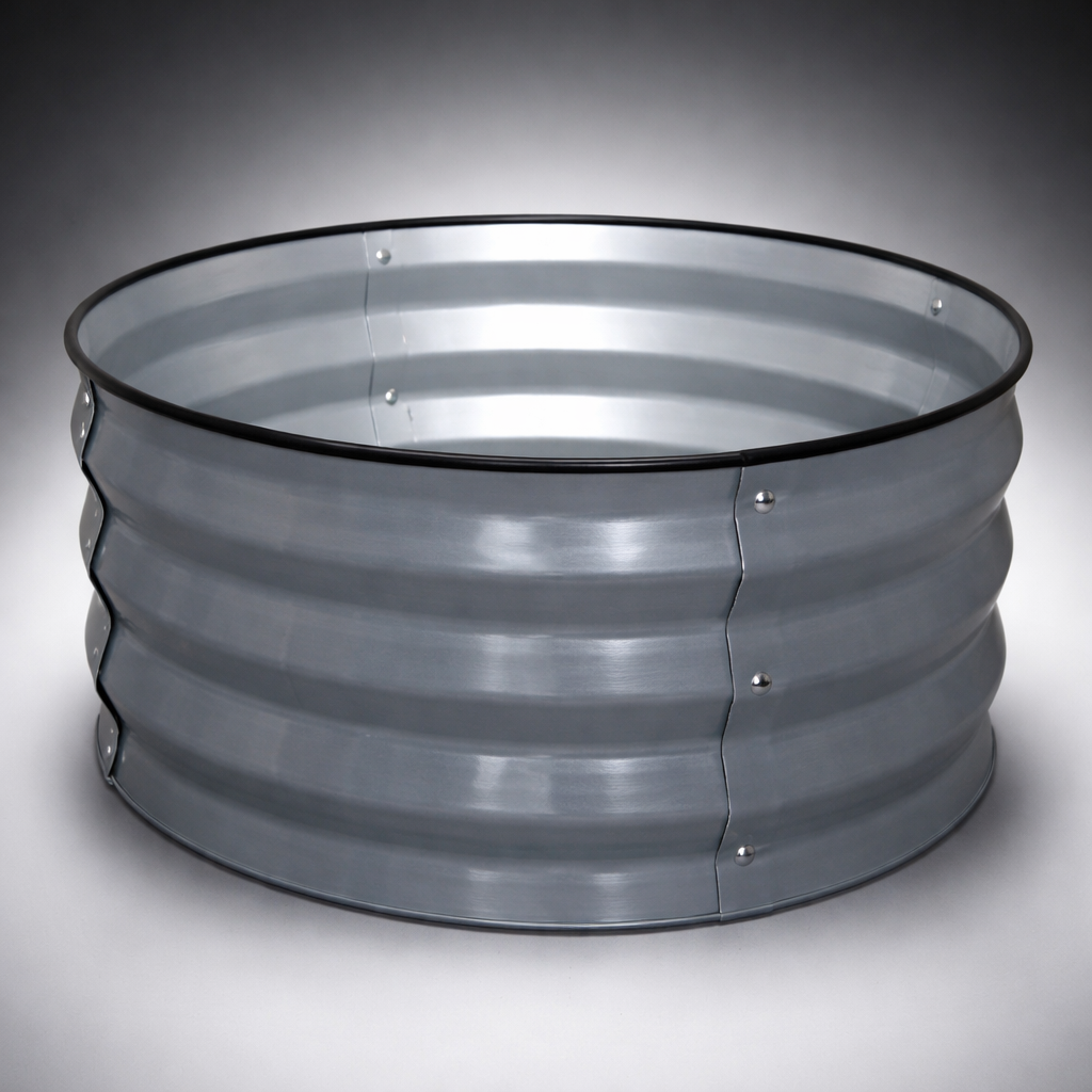 Galvanized Metal Raised Garden Bed Round Planter Box for Vegetables Flowers, Outdoor Elevated for Patio Yard, 60x30cm Large Capacity, Set