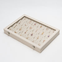 Dustproof Jewelry Box with Glass Lid Slim Jewelry Organizer Box Slim-Line Clear for Dresser, Vanity