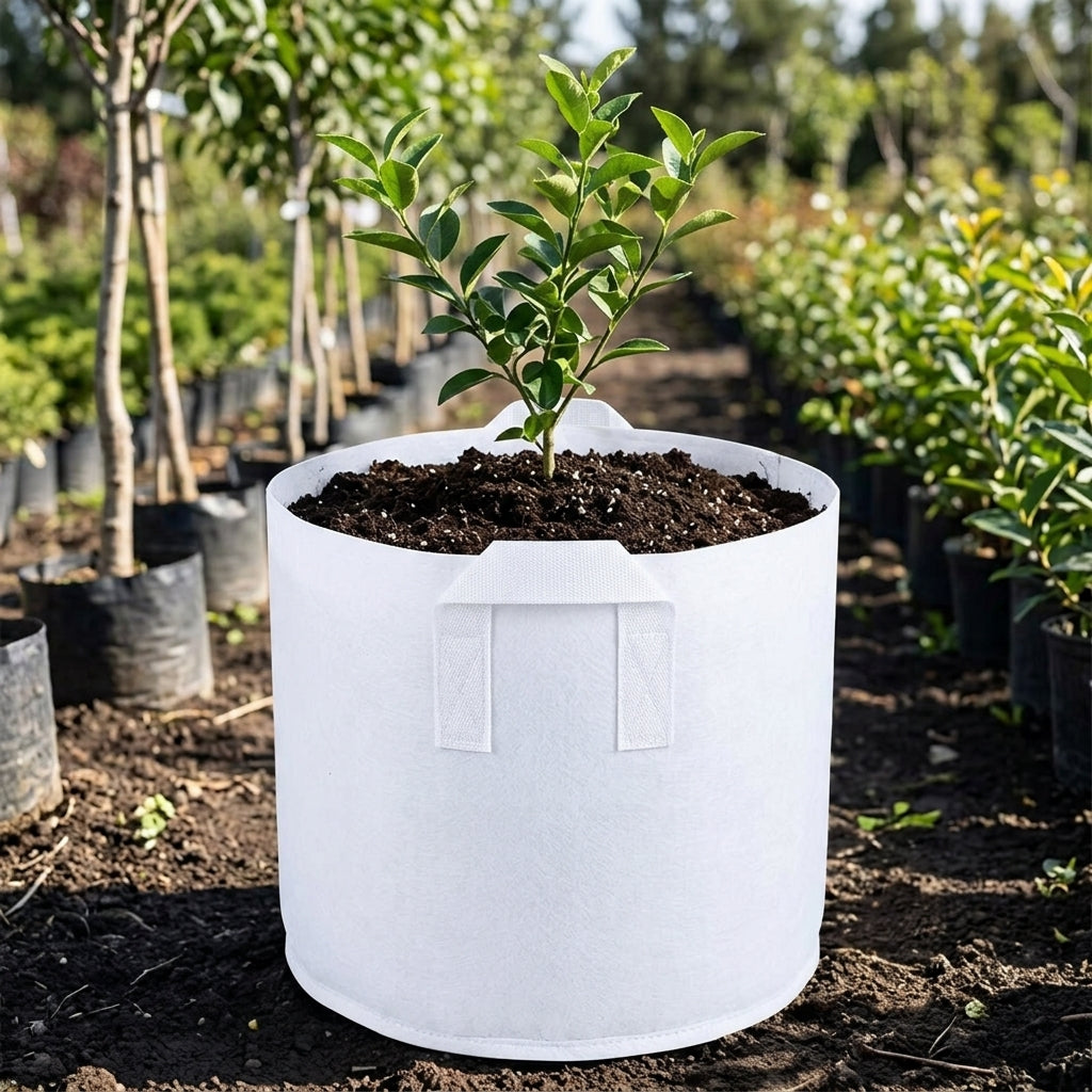 Sturdy-Duty Breathable Grow Bags, White Non-Woven Planter for Vegetables, Biodegradable Plant Grow Bags for Home Gardening