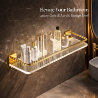 Bathroom Organizers and Storage with Towel Rack, Wall Mounted Aluminum Shelf, Shower Shelves for Home, No Drill Installation