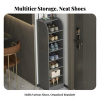 Space-Saving Multi-Tier Shoe Rack Narrow Footprint Multi-Tier Shoe Shelf Large Capacity Footwear Organizer Easy Assembly for Students, Apartment Dwellers, Families, Entryway, Dorm Room, Hallway, Bedroom