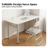 Easy to Stow Foldable Computer Desk Minimalist Design Folding Desk Installation-No-Cost Foldable Writing Table Multi-Purpose for Students, Telecommuting Workers, Apartment Dwellers, Dorm Room, Bedroom, Home