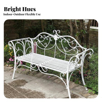Ornate Metal Two-Seater European Inspired Design Patio Loveseat for Homeowners