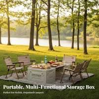 Foldable Design Folding Camp Box with Tabletop Lid Multi-Functional Folding Storage Box with Tabletop Two-in-onePurpose Camping Furniture Large Capacity for Car Owners, Families, Homeowners, Picnic, Garden