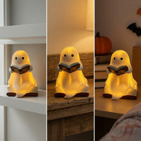 Night Light Cute Lamp with Book Warm Golden Halloween Figurine for Kids, Bedroom, Reading Corner