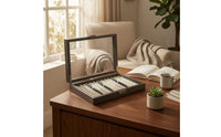 Wood Pen Box with Glass Lid Wooden Display Case Pen Display Box Organized for Office