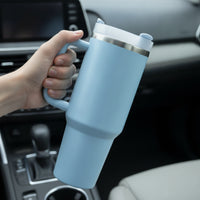 Insulated Tumbler with Handle Large Capacity Tumbler with Handle Portable Vessel for Commuters, Road Trips