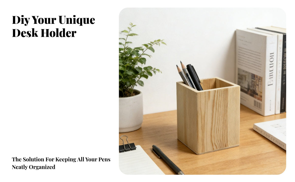 Unfinished Pen Holder Wood Stationery Organizer Versatile DIY Wooden Pencil Cup for Students, Crafters, Home Office