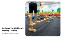 Formaldehyde-Safe Wooden Balance Beam Long-Lasting Thickened Design Kids Balance Beam Natural Timber Wood Single Board Bridge Polished Surface for Children, Preschoolers, Toddlers, Kindergarten, Playroom