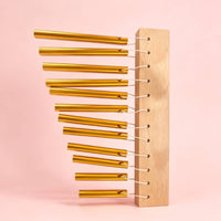 Included Mallet 12-Tone Wind Chime Suspended Tubes Percussion Wind Chime Gold-Colored Music Decor Polished