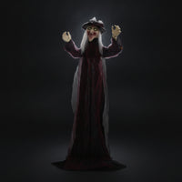 Poseable Halloween Decoration with Sound Life-Size Witch Ghost Animated Ghost Witch Interactive for Entryway, Yard