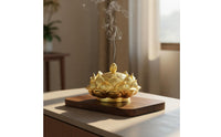 Lotus Flower Scent Burner Vintage Design Antique Alloy Censer Intricate Carvings Coil Scent Burner for Buddhists, Tea Ceremony, Altar