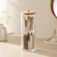 Creative Desktop Makeup Brush Holder with Dustproof Lid - Portable Large Capacity Cylindrical Organizer