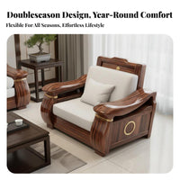 Wooden Couch Set with Storage New Chinese Style Modular Storage Sofa Solid Wood Construction Living Room Furniture for Villa, Lounge Area, Home Office