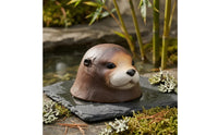 Otter Head Ornament Brown Finish Garden Decor Waterproof Yard Art for Pond
