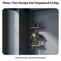 Three-Tier Corner Shelving Single Rustic Design Corner Mounting Storage-Areasaving Storage Rack for Homeowners, Students, Bathroom, Small Areas