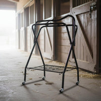 Heavies Duty Saddle Rack Cart Space-Saving Folding Saddle Rack Extra Hooks for Stable