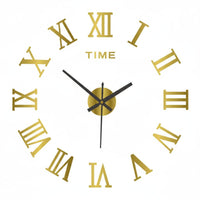Punch-Punchless Installation DIY Frameless Wall Clock Silent Movement Frameless Roman Numeral Clock Easy to Install for Renters, Bedroom