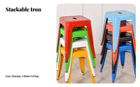 Industrial Aesthetic Backless Square-Seat Stool Minimalist Design Stackable Metal Stool Sturdy Construction Counter Height Chair Easy to Clean for Adults, Business Owners, Homeowners, Cafe, Restaurant, Cafeaesthetic Eatery, Kitchen